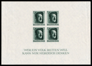 1937 Third Reich, Germany, Souvenir Sheet (Mi. Bl. 8, CV $270, MNH)