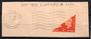 1940 2p Guernsey on piece, German Occupation, Germany (Mi. II, CV $30)