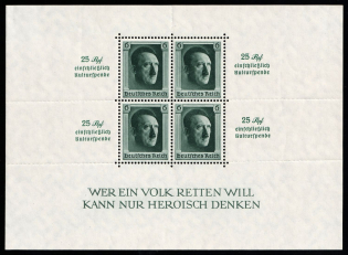 1937 Third Reich, Germany, Souvenir Sheet (Mi. Bl. 9, CV $400, MNH)