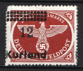 1945 12pf Kurland, German Occupation, Germany (Mi. 4 B y, SHIFTED Overprint)