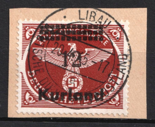 1945 12pf Kurland on piece, German Occupation, Germany (Mi. 4 A, Used, CV $110)