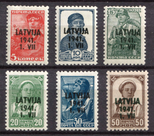1941 Latvia, German Occupation, Germany (Mi. 1 - 6, Full Set, CV $100, MNH)