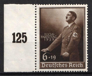 1939 6pf Third Reich, Germany (Mi. 701, Full Set, Margin, Plate Number, CV $30, MNH)