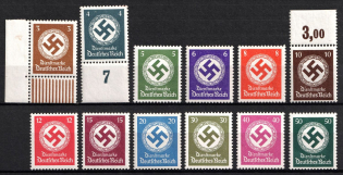 1942 Third Reich, Germany, Official Stamps (Mi. 166 - 177, Full Set, CV $50, MNH)
