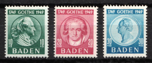1949 Baden, French Zone of Occupation, Germany (Mi. 47 - 49, Full Set, CV $20)
