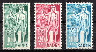 1949 Baden, French Zone of Occupation, Germany (Mi. 50 - 52, Full Set, CV $30)