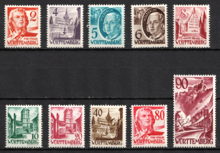 1948-49 Wurttemberg-Hohenzollen, French Zone of Occupation, Germany (Mi. 28 - 37, Full Set, CV $110)