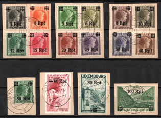 1940 Luxembourg on pieces, German Occupation, Germany (Mi. 17 - 32, Full Set, Used, CV $30)