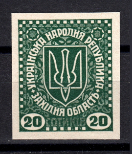 1919 Second Vienna Issue Ukraine 20 SOT (Imperf, RRR, MNH)