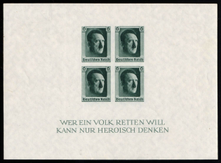 1937 Third Reich, Germany, Souvenir Sheet (Mi. Bl. 8, CV $60)