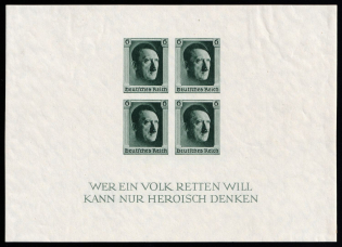 1937 Third Reich, Germany, Souvenir Sheet (Mi. Bl. 8, CV $60)