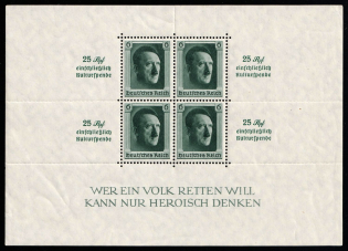 1937 Third Reich, Germany, Souvenir Sheet (Mi. Bl. 9, CV $120)