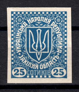 1919 Second Vienna Issue Ukraine 25 SOT (Imperf, RRR, MNH)