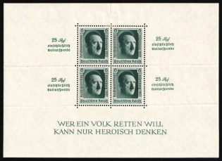 1937 Third Reich, Germany, Souvenir Sheet (Mi. Bl. 11, CV $110)