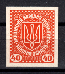 1919 Second Vienna Issue Ukraine 40 SOT (Imperf, RRR, MNH)