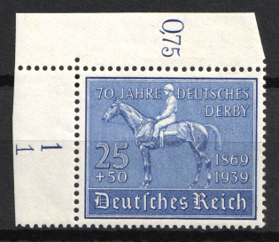 1939 25pf Third Reich, Germany (Mi. 698, Full Set, Corner Margin, Plate Numbers, CV $30)
