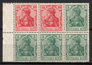 1919 Weimar Republic, Germany, Se-tenant, Zusammendrucke, Block (Mi. H-Bl. 23 aa A, CV $120, MNH)