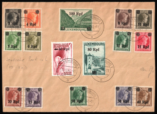 1940 Luxembourg on piece, German Occupation, Germany (Mi. 17 - 32, Full Set, Used, CV $30)