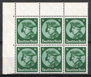 1933 Third Reich, Germany, Se-tenant, Zusammendrucke, Block (Mi. H-Bl. 74 B, Corner Margin, CV $70, MNH)