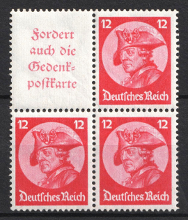 1933 12pf Third Reich, Germany, Se-tenant, Zusammendrucke (Mi. W 45, 480, CV $50, MNH)