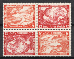 1933 Third Reich, Germany, Wagner, Tete-beche, Se-tenant, Zusammendrucke, Block of Four (Mi. SK 20, CV $240, MNH)