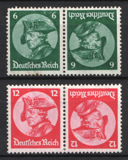 1933 Third Reich, Germany, Tete-beches, Se-tenants, Zusammendrucke (Mi. K 17, K 18, CV $40)