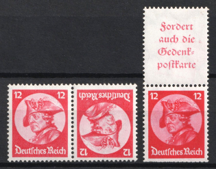 1933 12pf Third Reich, Germany, Tete-beche, Se-tenants, Zusammendrucke (Mi. K 18, S 102, CV $40)