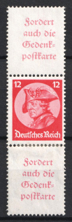 1933 12pf Third Reich, Germany, Se-tenant, Zusammendrucke (Mi. S 103, CV $70)