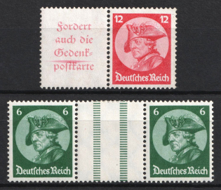 1933 Third Reich, Germany, Se-tenants, Zusammendrucke (Mi. W 45, WZ 9, CV $40)