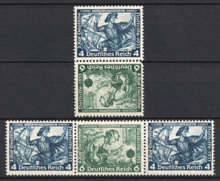 1933 Third Reich, Germany, Wagner, Tete-beche, Se-tenants, Zusammendrucke (Mi. SK 19, W 50, CV $110)