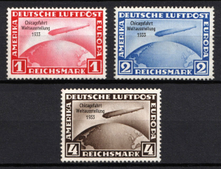 1933 Third Reich, Germany, Airmail (Mi. 496 - 498, Full Set, Signed, CV $1,440)