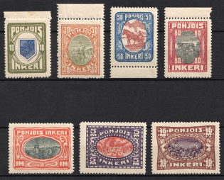 1920 Ingermanland, Russia, Civil War (Russika 8 - 14, Margins, Full Set, CV $150, MNH)