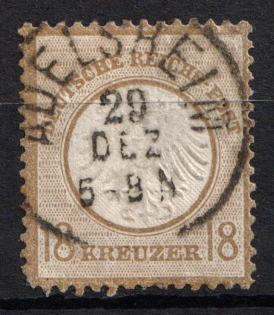 1872 18kr German Empire, Small Breast Plate, Germany (Mi. 11, Used, CV $600)