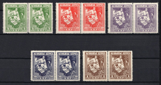 1920 Belarusian Peoples Republic, Russia, Civil War, Pairs (Russika 1 - 5, Full Sets, CV $35, MNH)