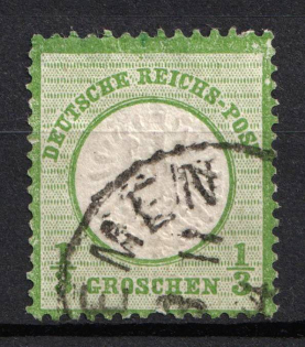 1872 1/3gr German Empire, Large Breast Plate, Germany (Mi. 17 b, Used, CV $180)