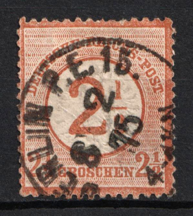 1874 2.5gr German Empire, Germany (Mi. 29, Used, CV $80)