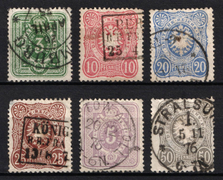 1875-79 German Empire, Germany (Mi. 31 b - 36 a, Full Set, Used, CV $80)
