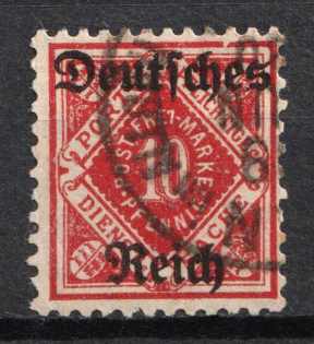 1920 10pf Weimar Republic, Germany, Official Stamp (Mi. 53 II, Used, CV $240)