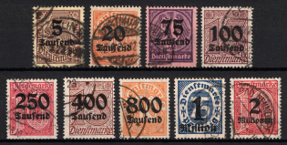 1923 Weimar Republic, Germany, Official Stamps (Mi. 89 - 97, Signed, Used, CV $150)
