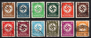 1934 Third Reich, Germany, Official Stamps (Mi. 132 - 143, Full Set, Used, CV $50)