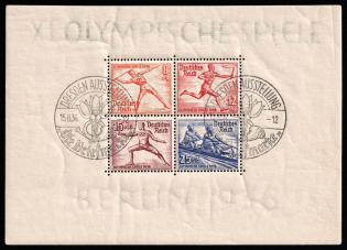 1936 Third Reich, Germany, Souvenir Sheet (Mi. Bl. 6 z, Commemorative Cancellations, CV $300)