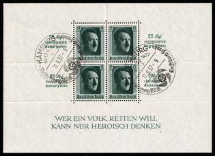 1937 Third Reich, Germany, Souvenir Sheet (Mi. Bl. 9, Used, CV $110)