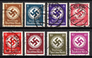 1942 Third Reich, Germany, Official Stamps (Mi. 166, 167, 169, 172 a, 172 b, 173, 175, 176, Used, CV $180)