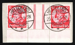 1933 12pf on piece Third Reich, Germany, Se-tenant, Zusammendrucke (Mi. WZ 10, Margin, Used, CV $140)