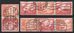 1933 Third Reich, Germany, Wagner, Se-tenants, Zusammendrucke (Mi. SK 20, W 56, W 58, Used, CV $300)