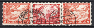 1933 Third Reich, Germany, Wagner, Se-tenant, Zusammendrucke (Mi. W 58, Used, CV $100)