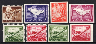 1943 Indian Legion, Germany (Mi. I A, V A, VI B, VIII A, IX A, VIII B - X B, CV $50, MNH)