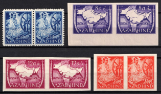 1943 Indian Legion, Germany, Pairs (Mi. III A, V B, VI B, X B, CV $40)