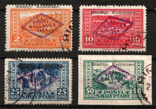1924 50q on piece Albania (Mi. 90 - 94, Used, CV $100)