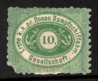 1867 10kr First Danube-Steamboat-Shipping Company, Danube River Post, Austria (Mi. 3 I, CV $140)